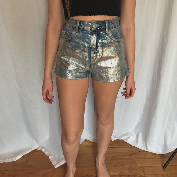 TopShop Metallic, demin, shorts - Picture 3 of 4